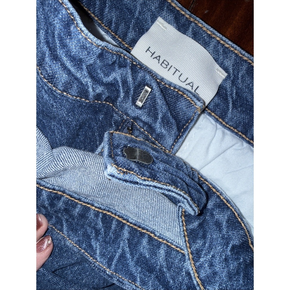Habitual Denim Skort Women's Size Medium Faux Wrap High Rise Pockets EUC $80 - Picture 4 of 8
